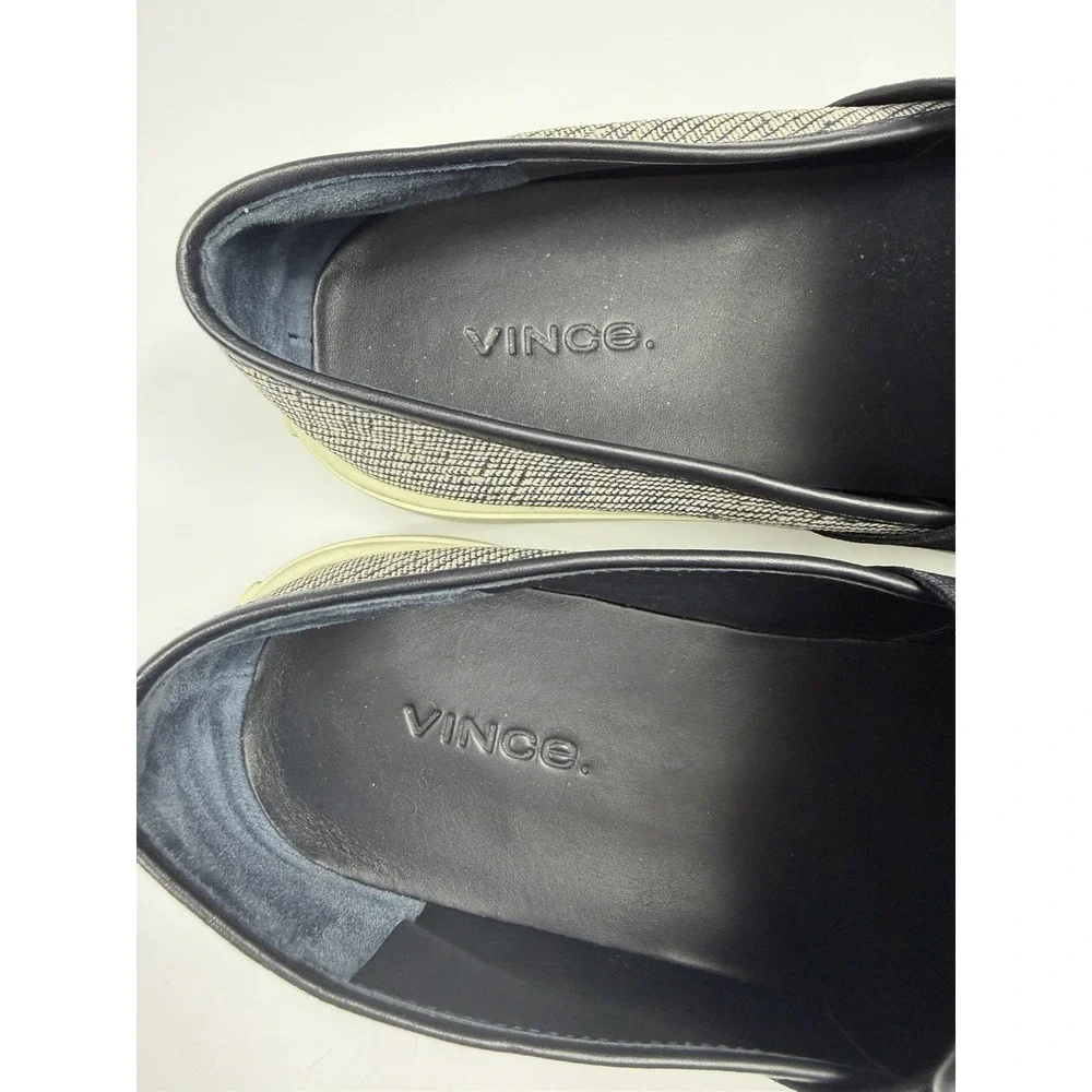 Vince Blair Slip On Sneakers Grey Black Woven Textured Shoes Womens 7.5